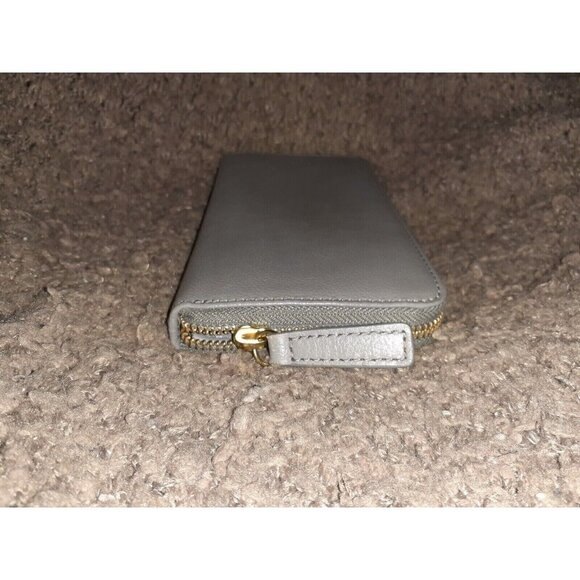 FOSSIL-HEIDI-Wallet Clutch-Gray Pebbled Leather Zip Around-Near Mint - Picture 5 of 7